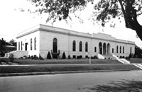 Black and white photo of the Austin History Center