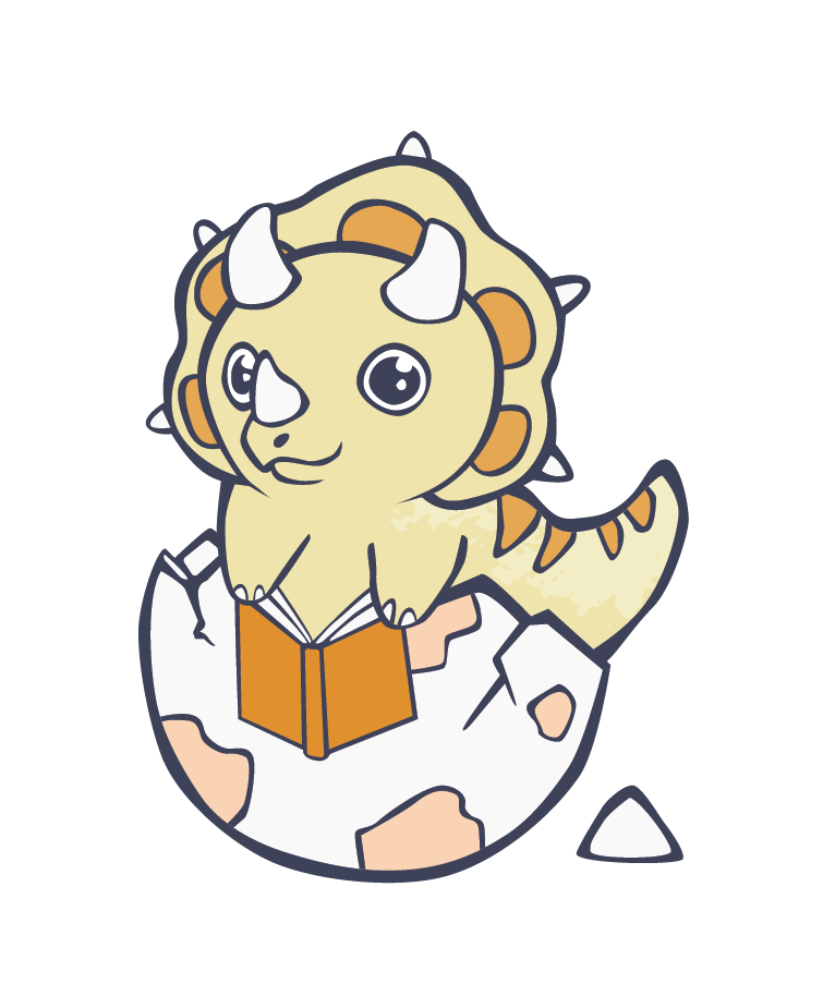 Triceratops with a book