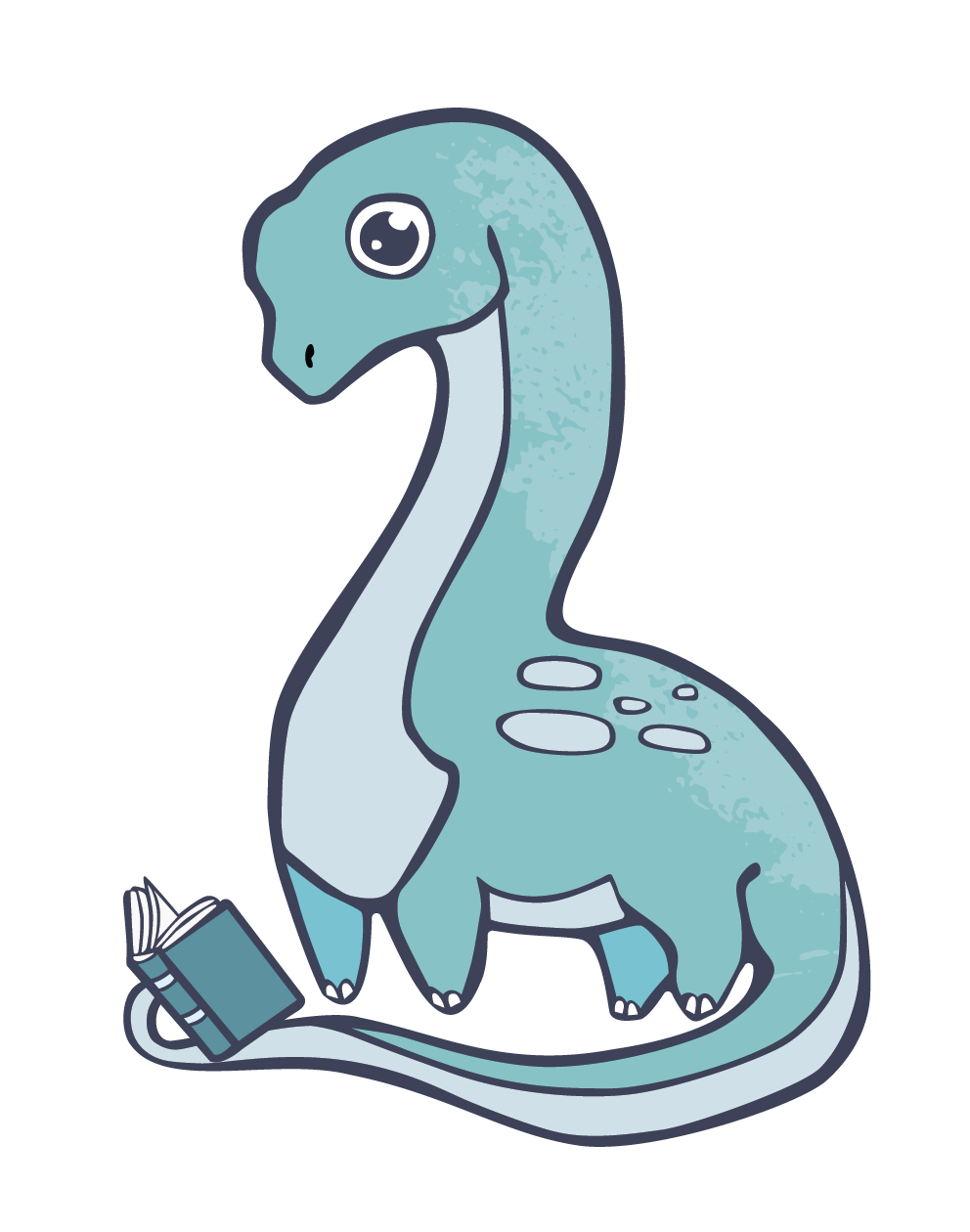 Brontosaurus with a book