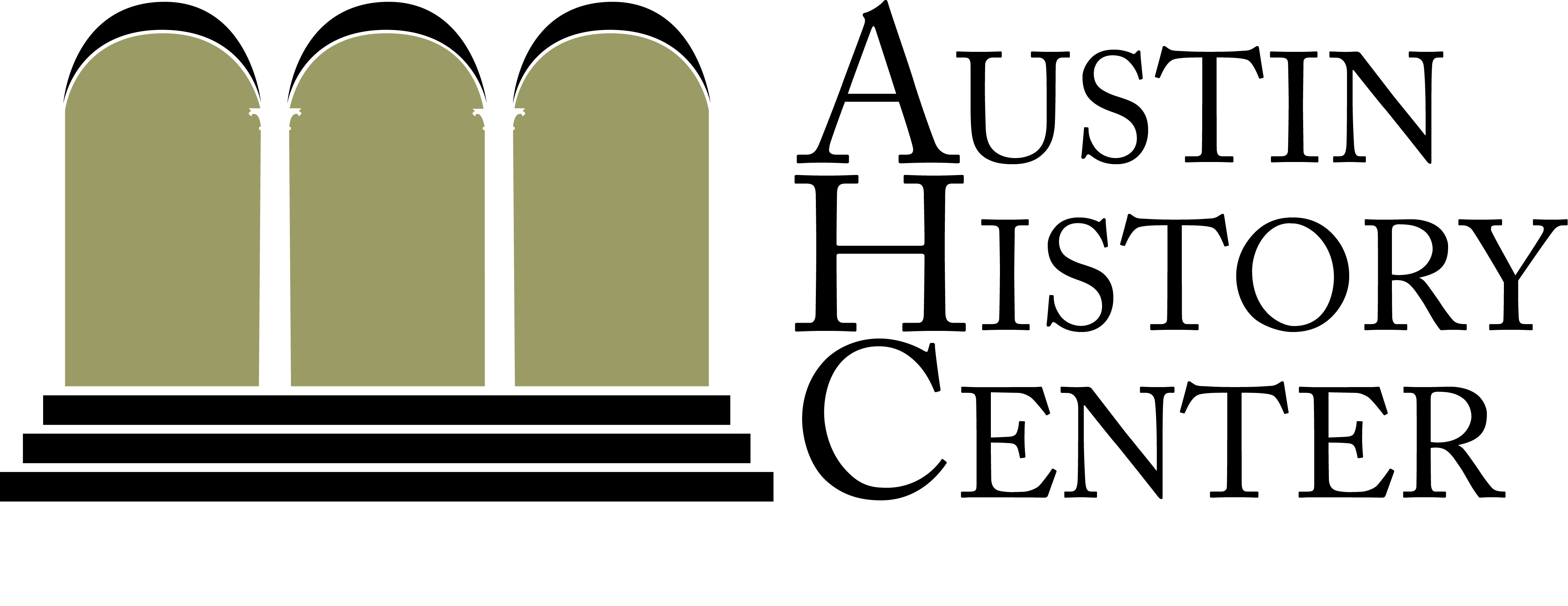logo of Austin History Center, showing 3 archways