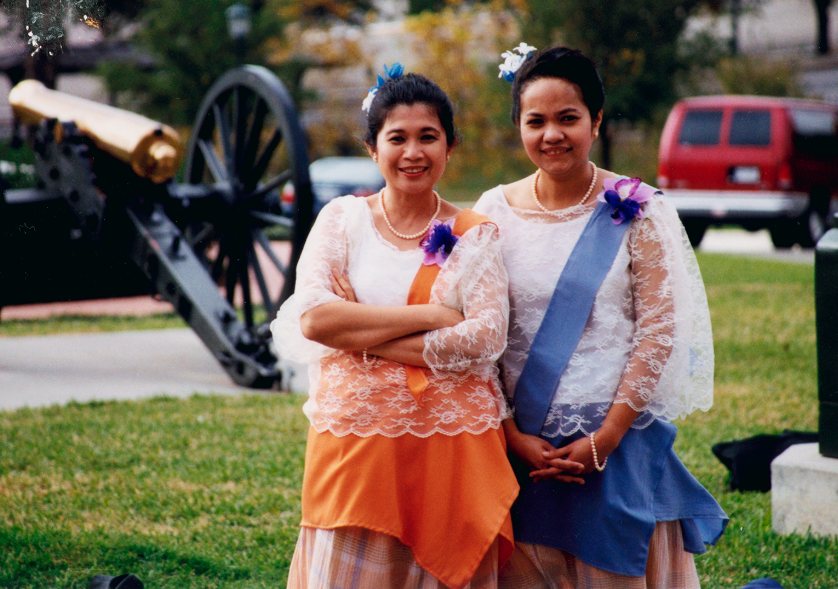 Two Filipino women with text Perlas ng Austin