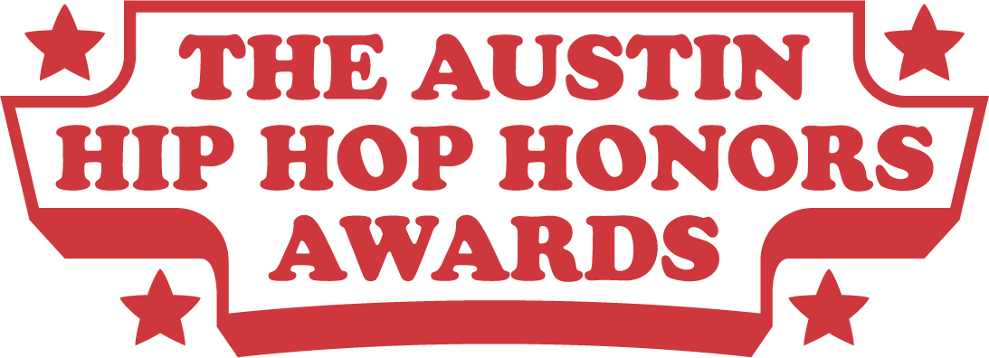 Text and graphic, red and cream color, States The Austin Hip Hop Honors Awards