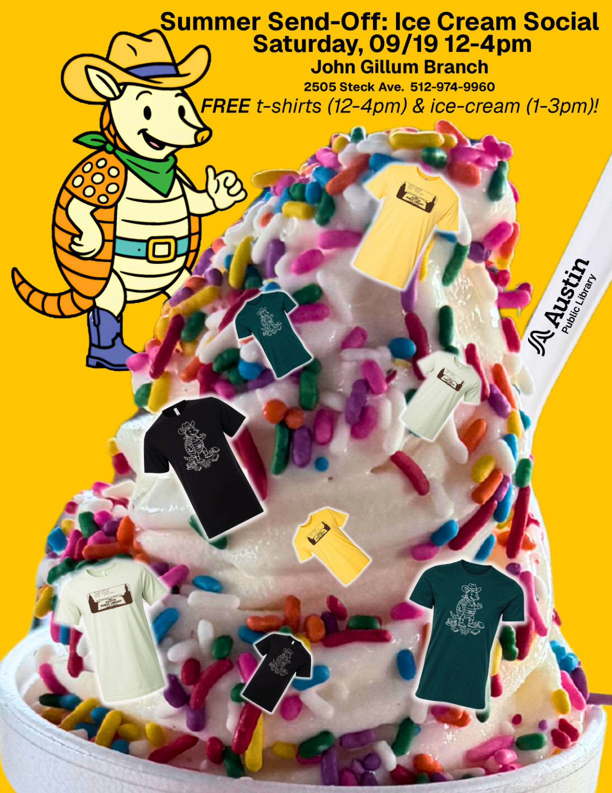 Invite for ice cream social and T-shirt giveaway