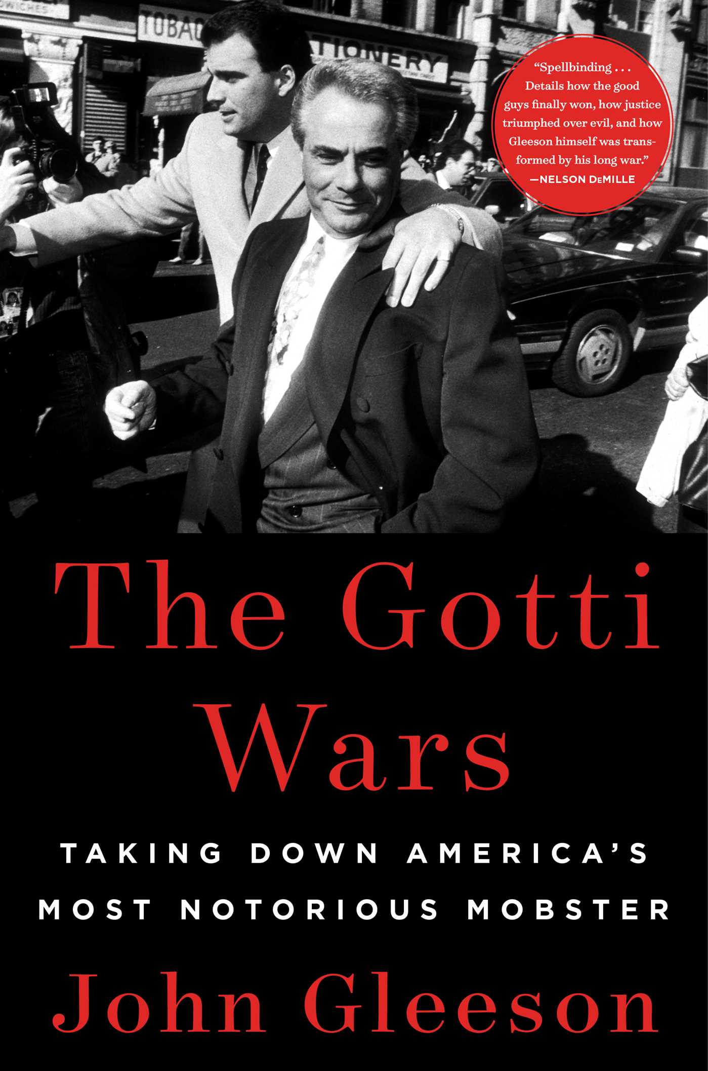 Book cover with black and white photo of John Gotti