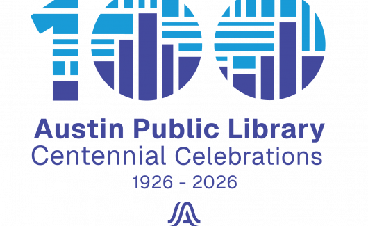 100 years of APL blue logo with text