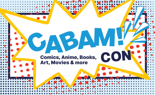 cartoon explosion bubble with CABAM! Con logo
