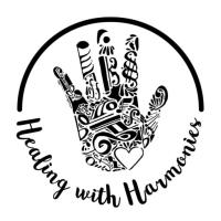 hand print with "Healing with Harmonies" text