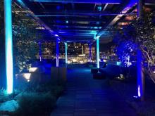 Outdoor deck with uplighting 