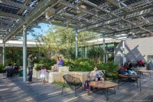 Outdoor deck facing garden