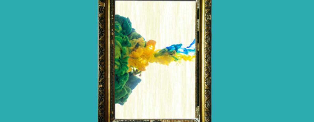 Picture in a frame on a blue background