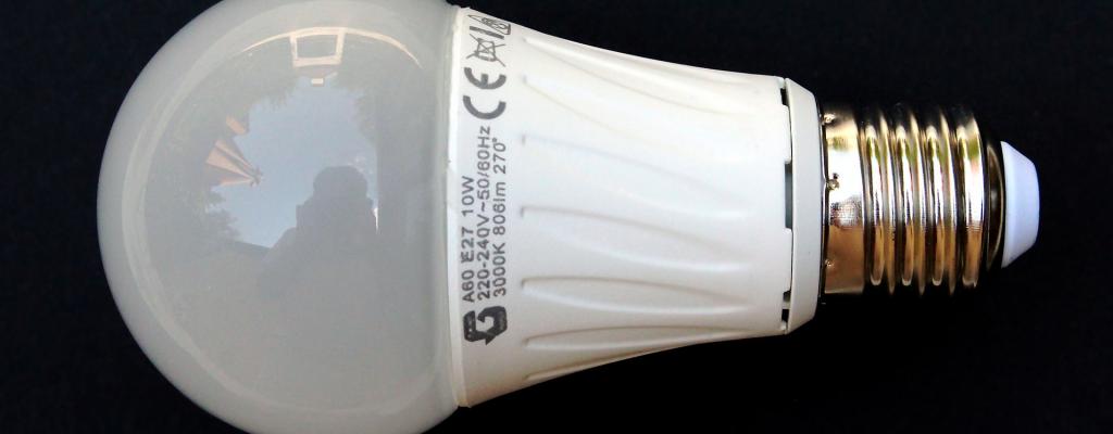 LED lightbulb on black background