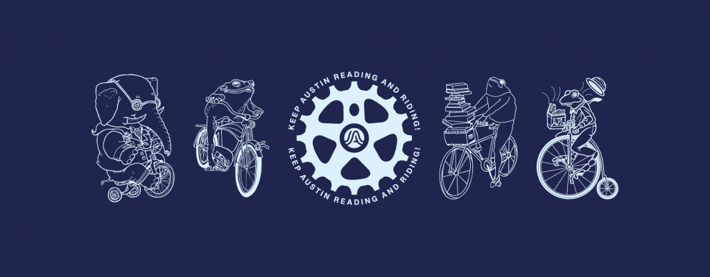 drawing of various animals on bikes