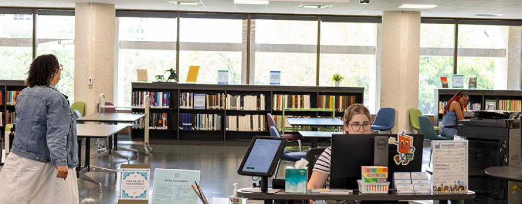 check in at the reading room, 3 people