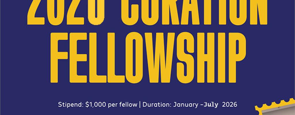 Blue rectangle with 2026 Curation fellowship text