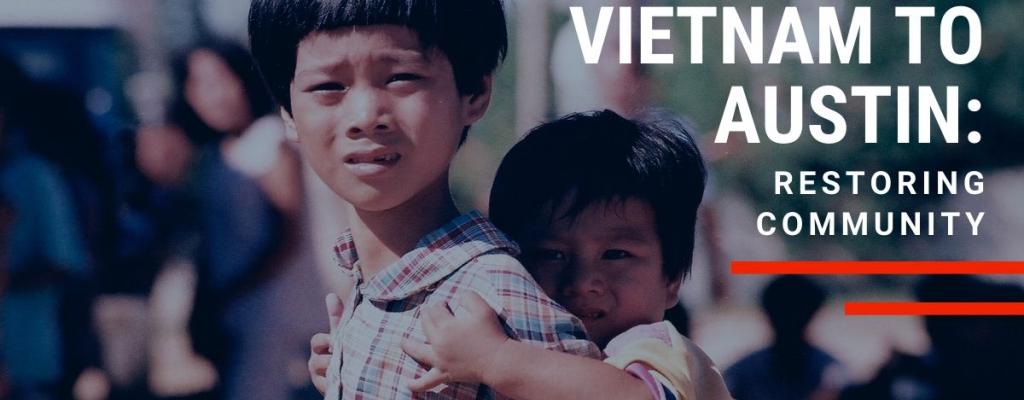 Vietnam to Austin exhibit photo of two children