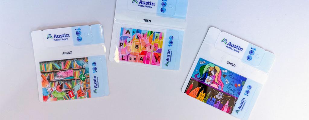 Austin Public Library card and keychain card, adult, teen, youth