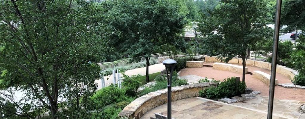 View of Shoal Creek along the East side of the Central Library