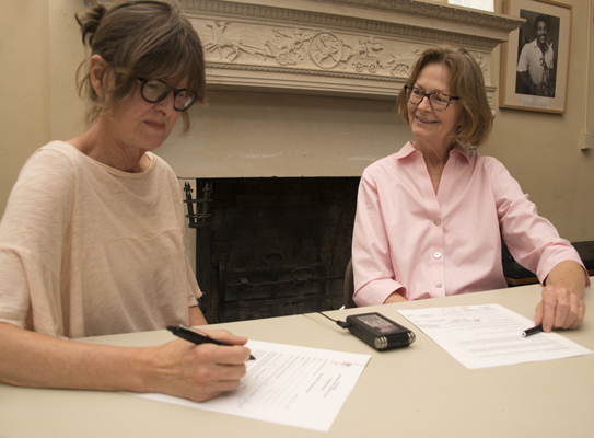 two women at a table