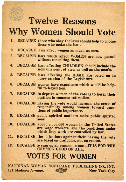 National Woman Suffrage Association Broadside