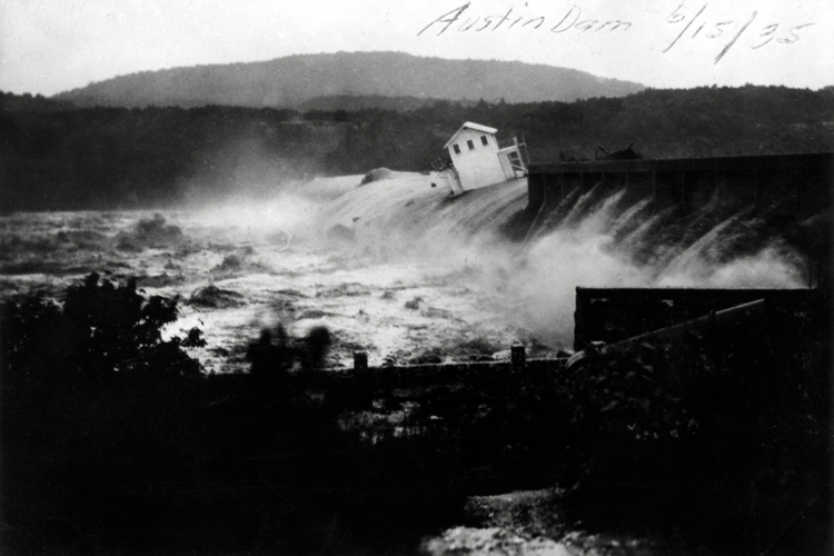 House floating down Colorado River